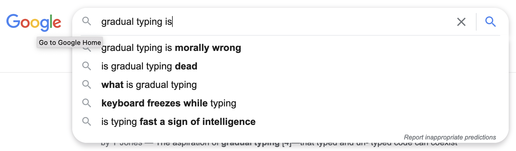 Google search for "gradual typing is"